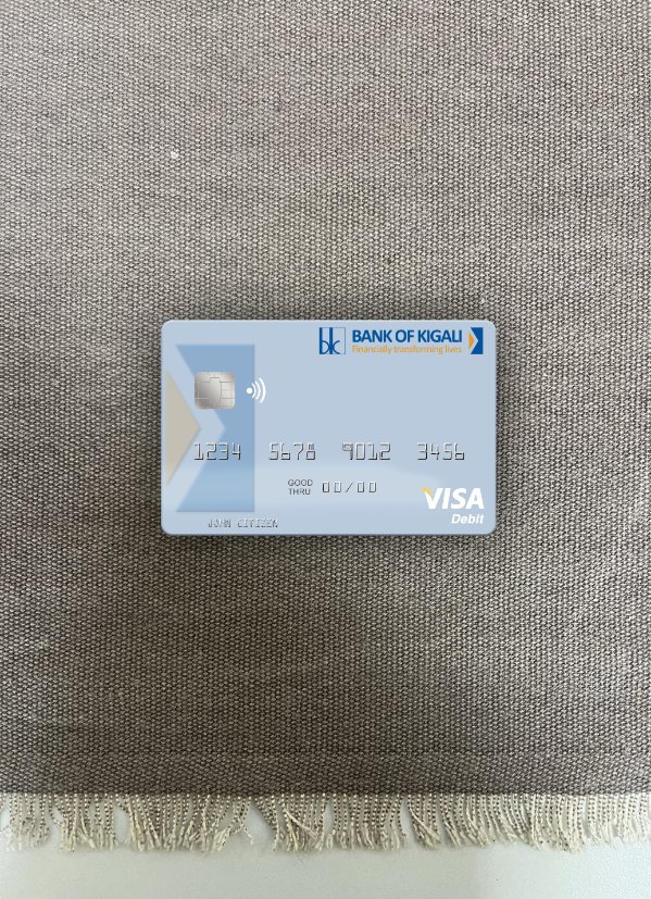 Download Rwanda Bank of Kigali visa debit card photolook front Photoshop template